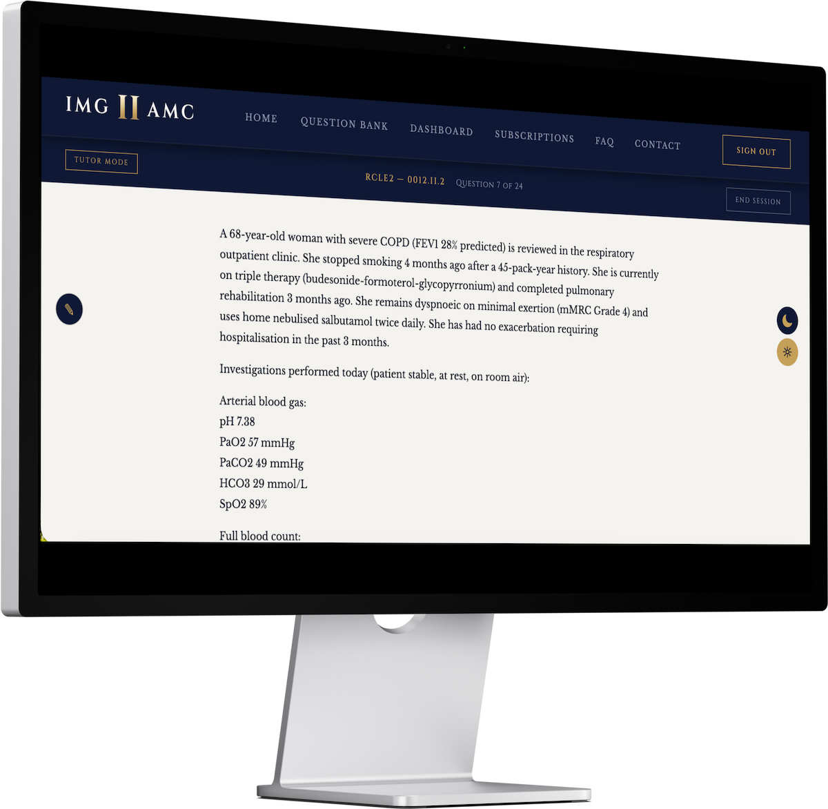 IMG II AMC on desktop — light mode clinical interface